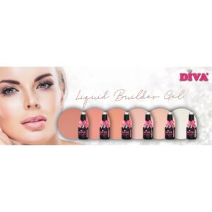 Diva Set 6x15 ml Liquid Builder gel (gratis fineliner en naamstickers)