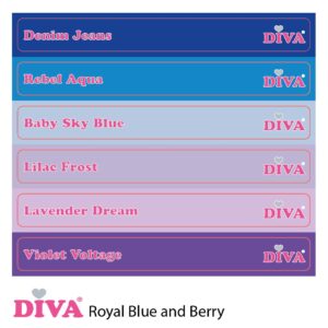 Diva naamstickers Royal Blue and Berry