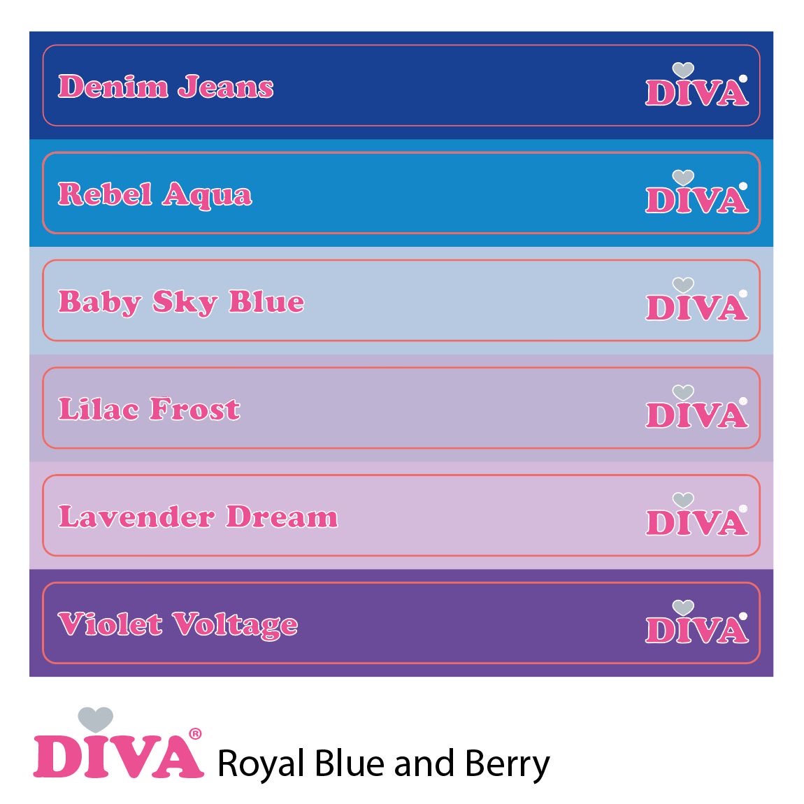 Diva naamstickers Royal Blue and Berry