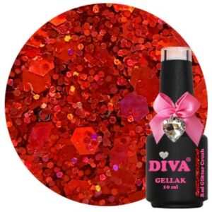 Diva Gellak Red Glitter Crush 10ml (Flame of Passion collectie)